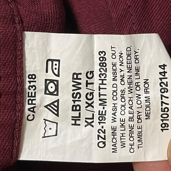 Wrangler Men’s Burgundy Button up Cotton Stretch Size XL - Picture 11 of 11